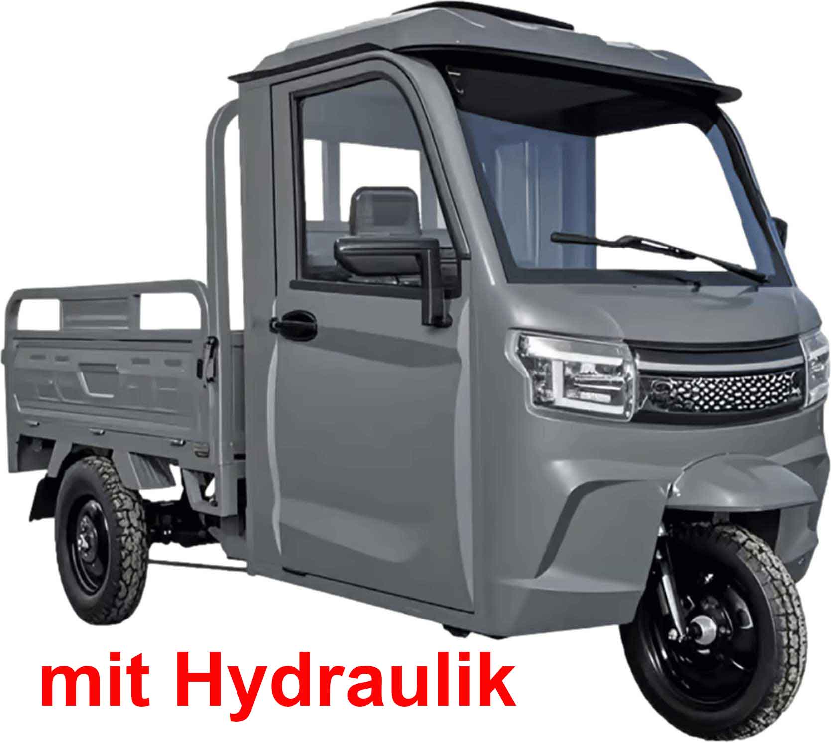 RocknBikes Cargo KH1 Elektro-Dreirad mit Kippmulde und Kabine  Seite Rechts vorne 45km/h Grau