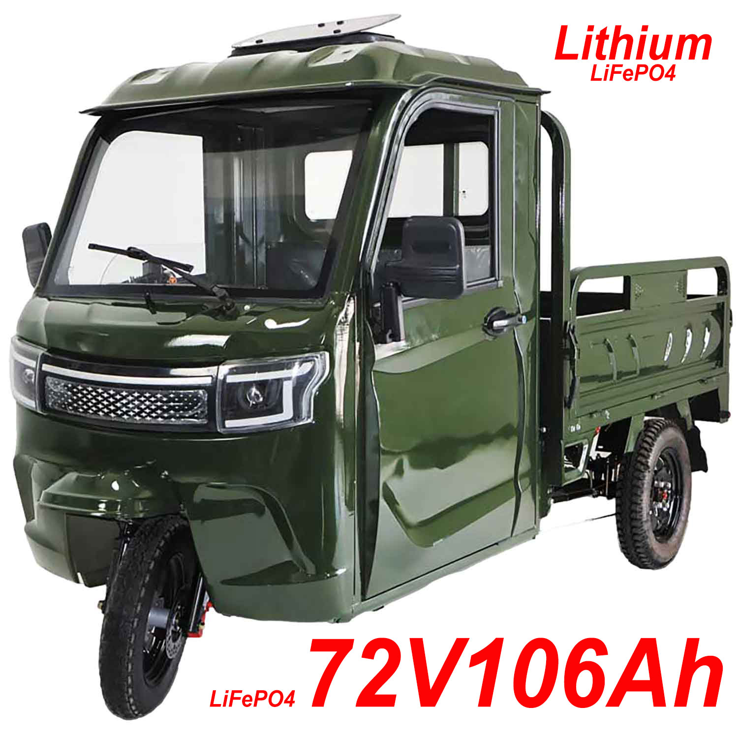 RocknBikes Cargo KH1 Elektro-Dreirad mit Kippmulde und Kabine  Seite Links vorne 72V106Ah LiFePO4