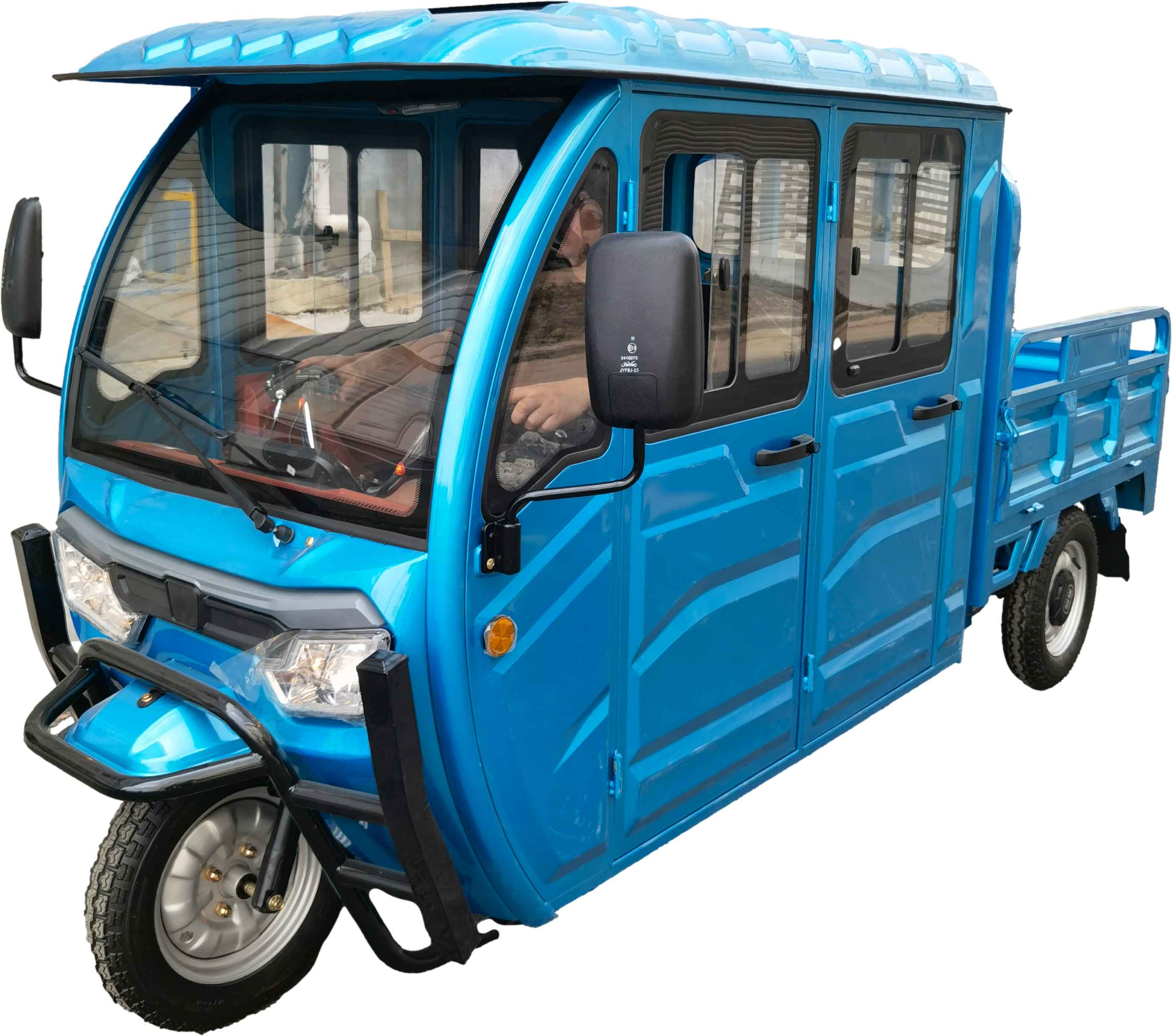 RocknBikes Saige Cargo Doppelkabine DoKa Elektro-Dreirad mit Kippmulde und Kabine  Seite links vorne